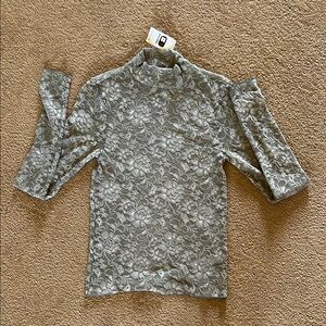 Buckle Gray Floral Lace Women's Blouse